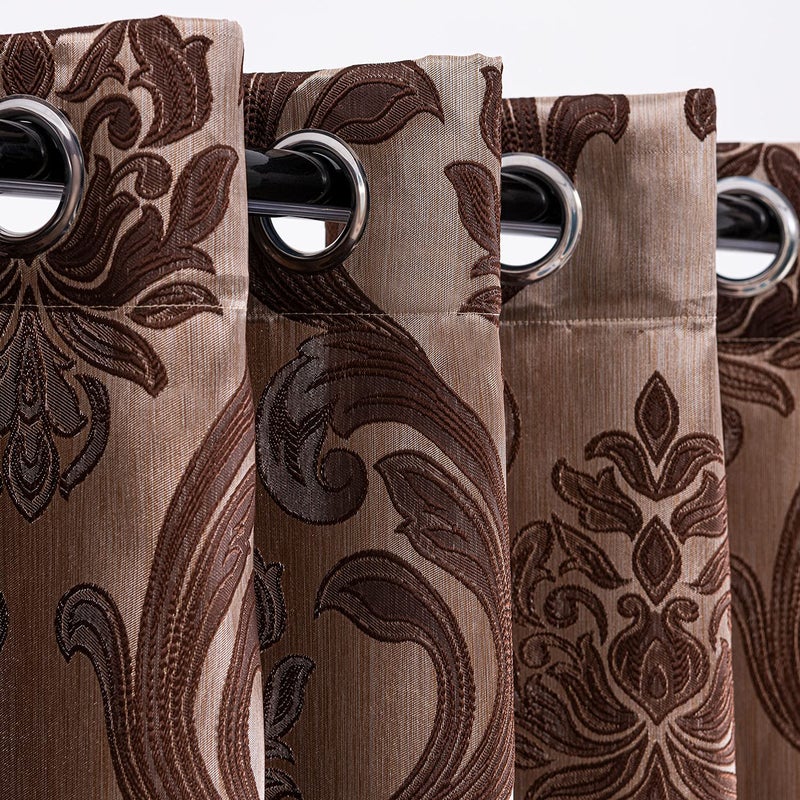 NAPEARL Brown Damask Curtains-Luxury Curtains for Living Room, Jacquard Curtains Drapes for Home Decoration, Victorian Brown Curtain for Bedroom (2 Panels, Each 52 x 108 Inches) - Image 5